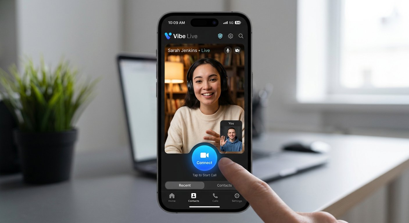 App interface screenshot of instant video chat platform